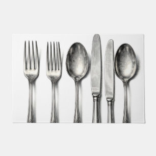 Vintage Silverware Ornate Flatware Kitchen Doormat