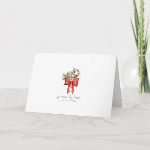 Vintage Simple Candy Cane Bow non-photo Christmas Holiday Card
