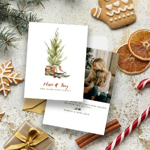 Vintage Simple Family Christmas Photo Holiday Card