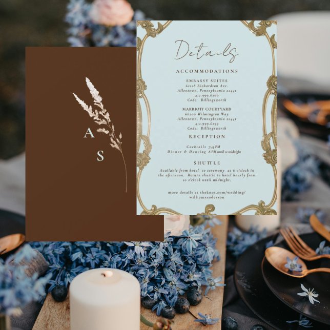 Vintage Simply Icy Blue Wedding Details Enclosure Invitation (Creator Uploaded)