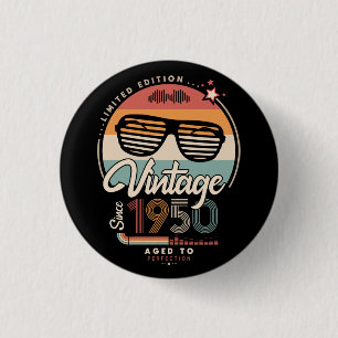 Vintage since 1950 3 cm round badge