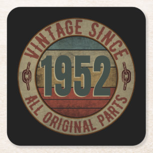 VINTAGE SINCE 1952 ALL ORIGINAL PARTS SQUARE PAPER COASTER