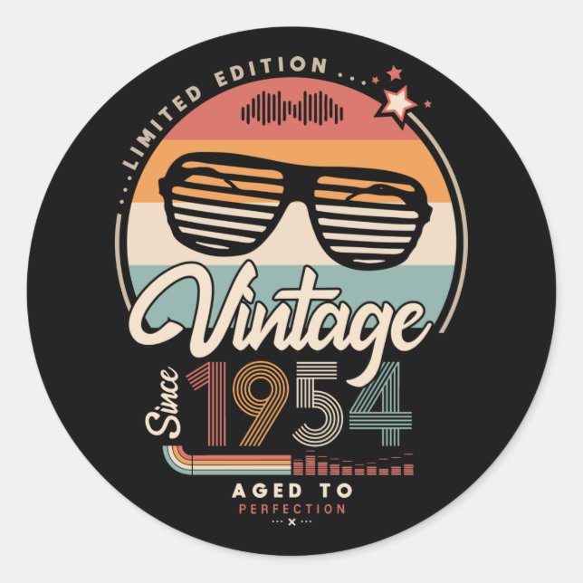 Vintage since 1954 classic round sticker (Front)