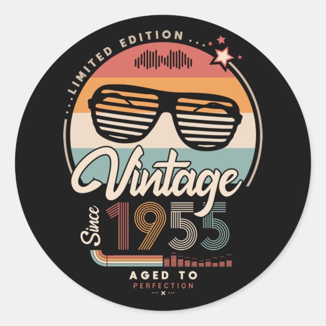 Vintage since 1955 classic round sticker (Front)