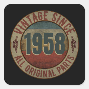 VINTAGE SINCE 1958 ALL ORIGINAL PARTS SQUARE STICKER