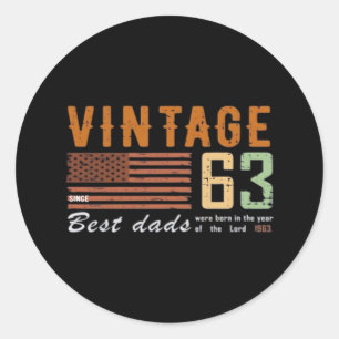 Vintage since 1963 best dad gift, best dad birthda classic round sticker
