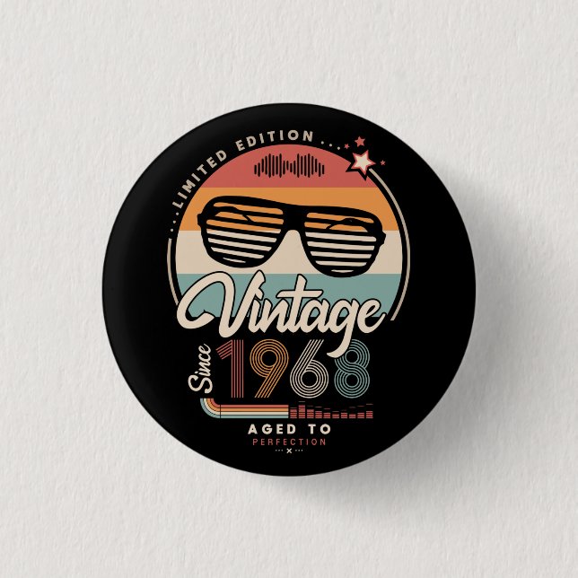 Vintage since 1968 3 cm round badge (Front)
