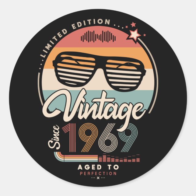 Vintage since 1969 classic round sticker (Front)