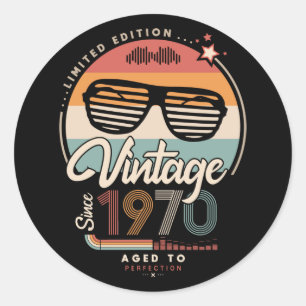 Vintage since 1970 classic round sticker