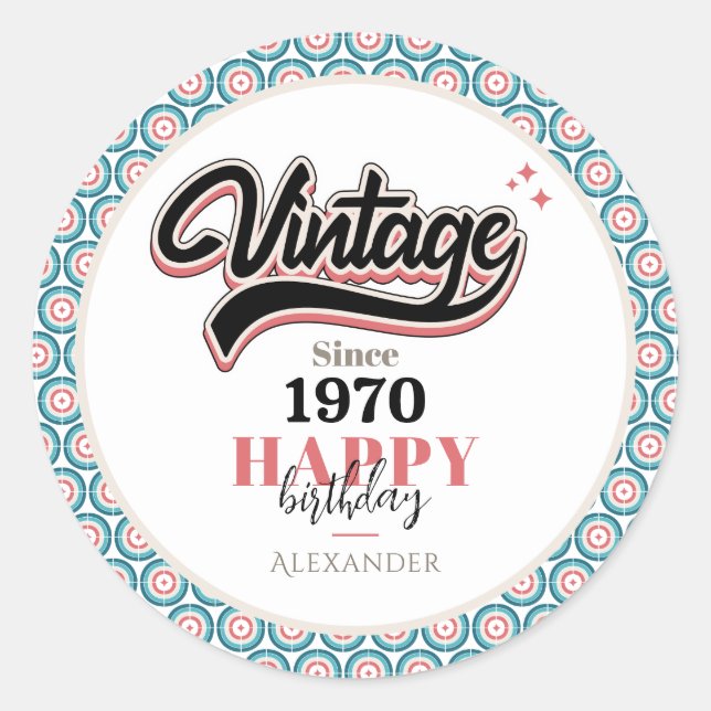 Vintage since - 1970 classic round sticker (Front)