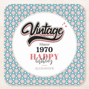 Vintage since - 1970 square paper coaster
