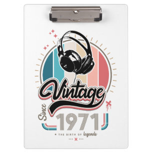 Vintage since 1971 headphones clipboard