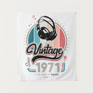 Vintage since 1971 headphones tapestry