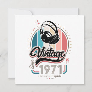 Vintage since 1971 headphones thank you card