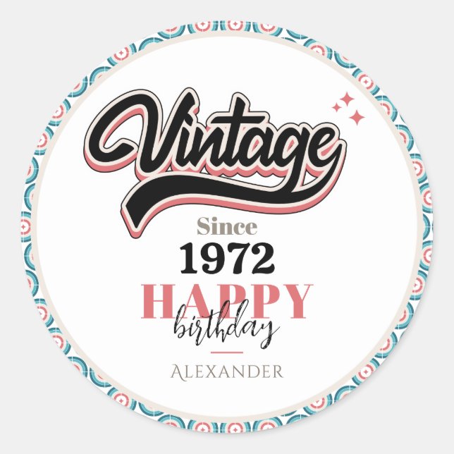 Vintage since - 1972 classic round sticker (Front)