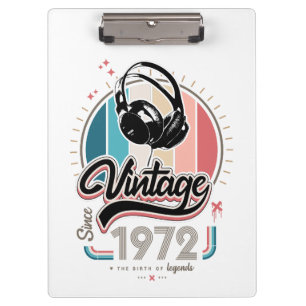 Vintage since 1972 headphones clipboard