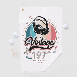 Vintage since 1972 headphones golf towel