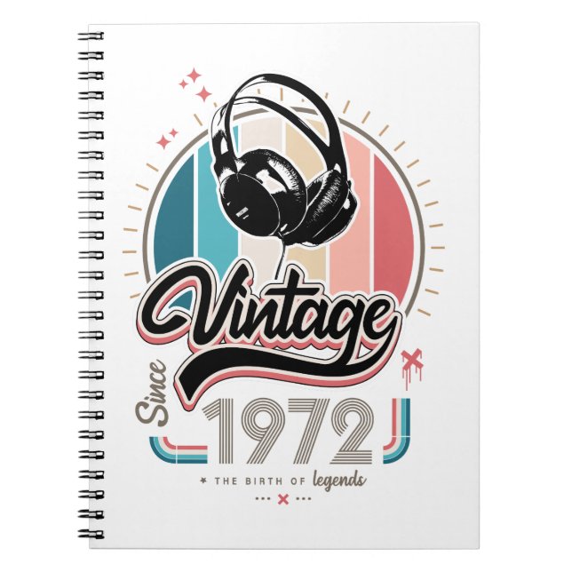 Vintage since 1972 headphones notebook (Front)