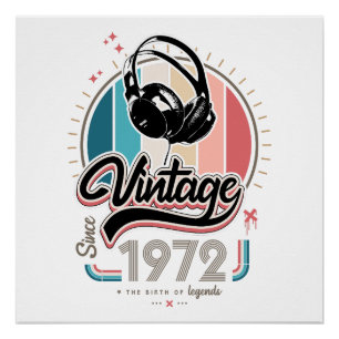 Vintage since 1972 headphones poster