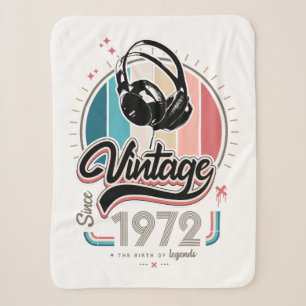 Vintage since 1972 headphones sherpa blanket
