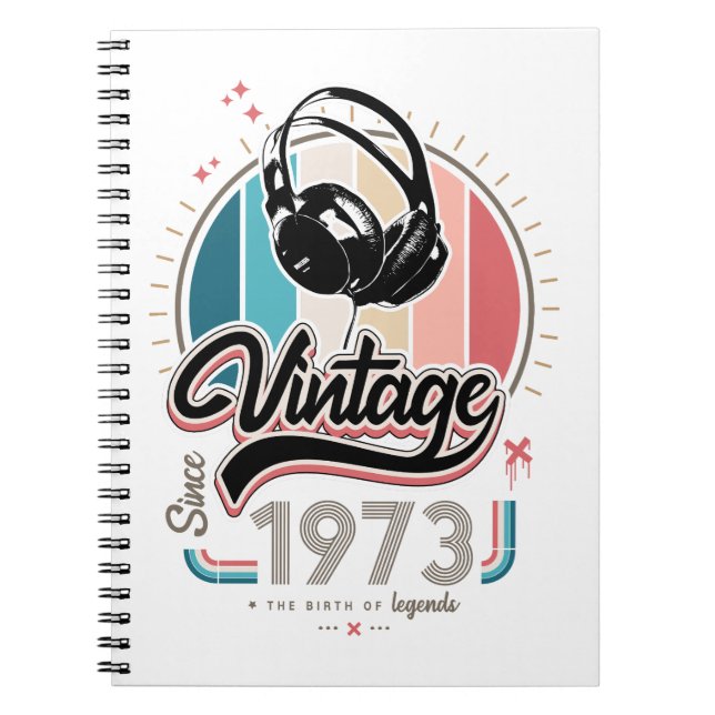 Vintage since 1973 headphones notebook (Front)