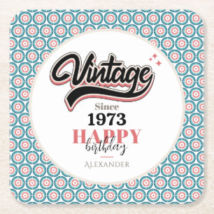 Vintage since - 1973 square paper coaster