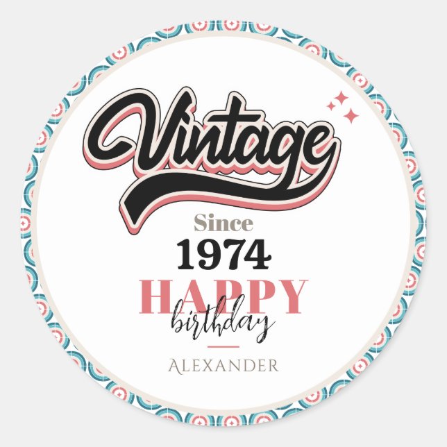 Vintage since - 1974 classic round sticker (Front)