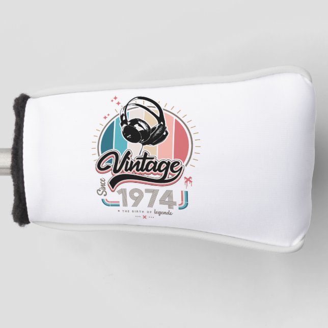 Vintage since 1974 headphones golf head cover (Front)