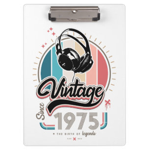 Vintage since 1975 headphones clipboard