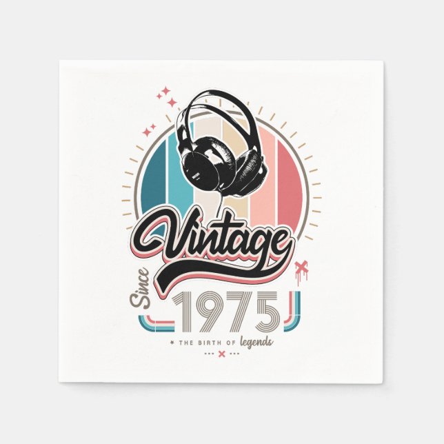 Vintage since 1975 headphones napkin (Front)