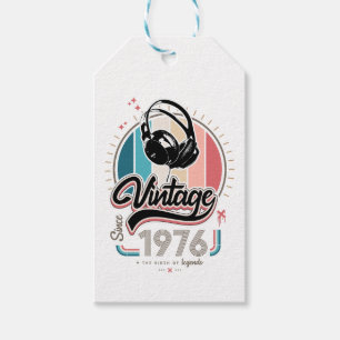 Vintage since 1976 headphones gift tags