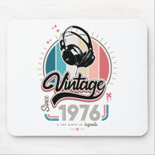 Vintage since 1976 headphones mouse pad