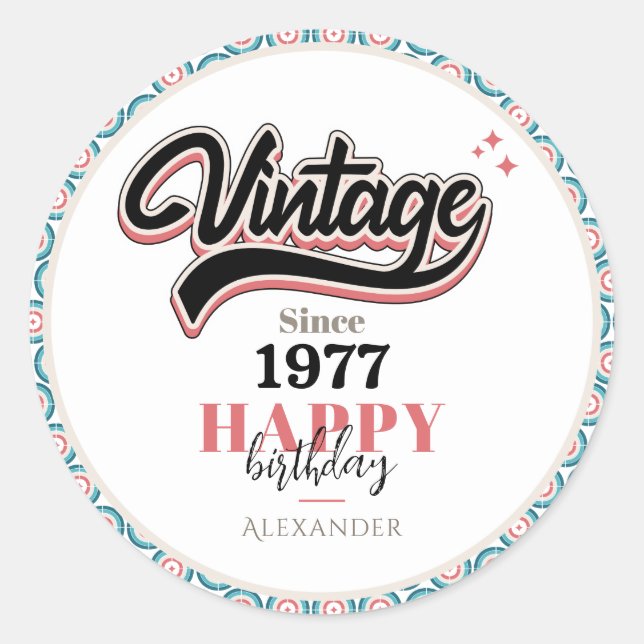 Vintage since - 1977 classic round sticker (Front)