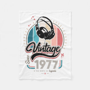 Vintage since 1977 headphones fleece blanket