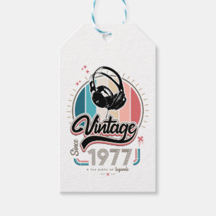 Vintage since 1977 headphones gift tags