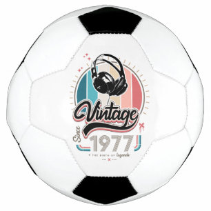 Vintage since 1977 headphones soccer ball
