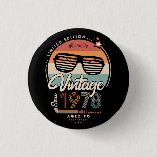 Vintage since 1978 3 cm round badge