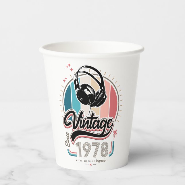 Vintage since 1978 headphones paper cups (Front)