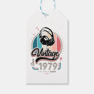 Vintage since 1979 headphones gift tags