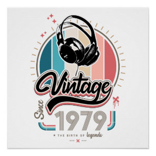 Vintage since 1979 headphones poster