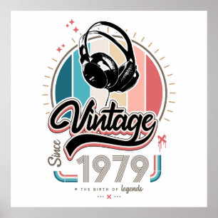Vintage since 1979 headphones poster