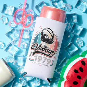 Vintage since 1979 headphones seltzer can cooler