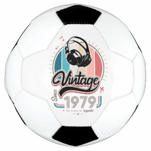 Vintage since 1979 headphones soccer ball