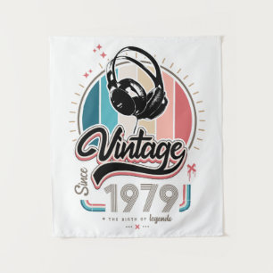 Vintage since 1979 headphones tapestry