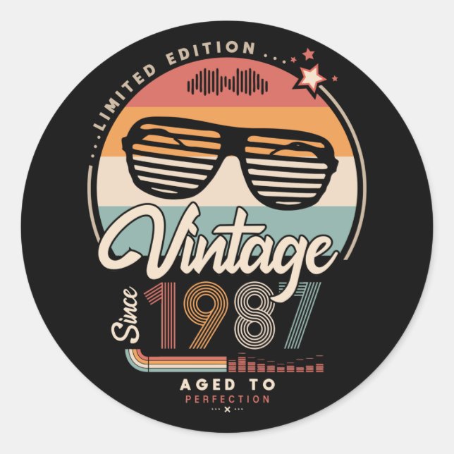 Vintage since 1987 classic round sticker (Front)