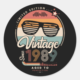 Vintage since 1989 classic round sticker