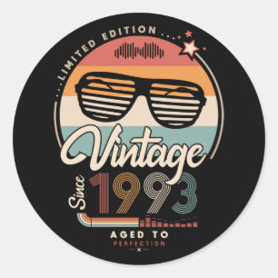 Vintage since 1993 classic round sticker