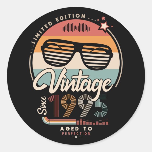 Vintage since 1995 classic round sticker (Front)