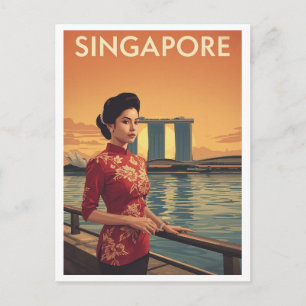 Vintage Singapore Qipao Postcard