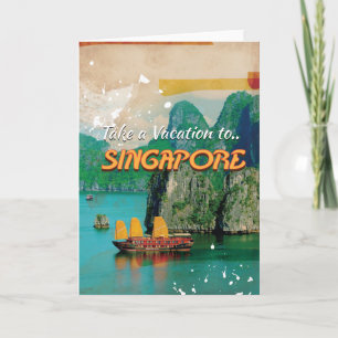 Vintage Singapore Vacation Poster. Holiday Card